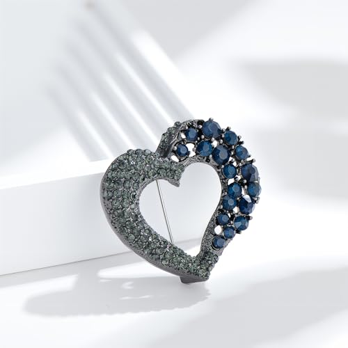 Image of Heart Brooches for Women Rhinestone Crystal Heart Brooch Pin Gift for Wife Girlfriend