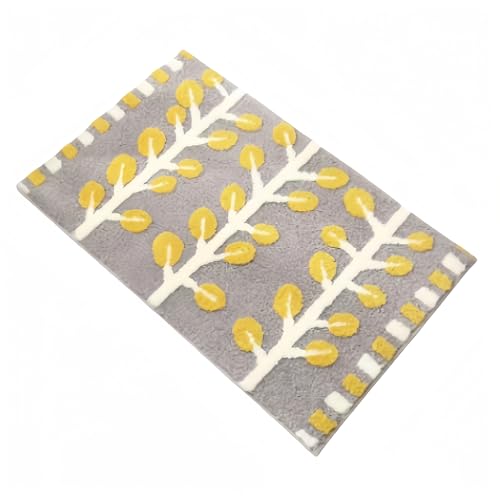 Ohget 速乾吸水 北欧デザイン リーフ柄 玄関マット お風呂マット 滑り止め 洗える 室内外用 マイクロファイバー キッチン バスルーム用 50×80cm (40×60cm,花と植物-11)