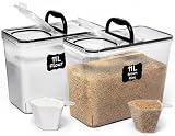 Shazo 2 PC (11L | 372 oz) Flour Sugar Storage Containers with Spout Lid & Easy Carry Handle - BPA Free Extra Large Airtight Food Storage Containers with Lids - Rice Canisters Sets for Kitchen & Pantry