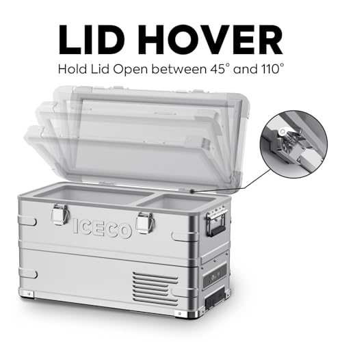 Image of ICECO APL35 Dual Zone 12V Refrigerator, 35 Liters Light Duty Aluminum Portable Fridge, SECOP Nano Compressor, DC 12 /24V, AC 110-240V, -4℉~68℉, for Outdoor, RV, Camping, Car Use (APL35+DC Cable)