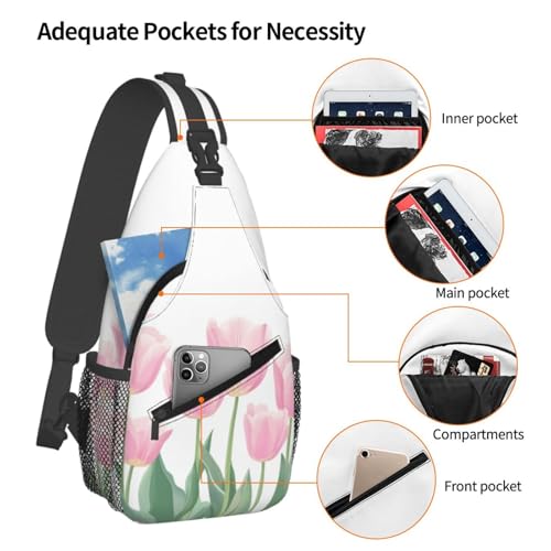 Image of SUPLUCHOM Sling Bag Tulip Flower Hiking Daypack Crossbody Shoulder Backpack Travel Chest Pack for Men Women