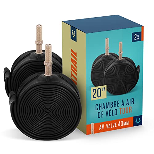 Alphatrail Chambre à Air Vélo Rick 20 Pouces AV Schrader Valve 2X Ensembles avec Mobilité Garantie I Compatible Pneu Vélo Compatible Continental, Conti, Schwalbe, Maxxis, Michelin & Kenda Cover
