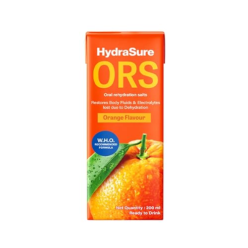 Image of HydraSure Orange ORS Drink - 200 ml (Pack of 30) | Ready to Drink Electrolytes for Instant Hydration, Orange Flavoured Beverage in tetra pack, WHO Recommended Formula
