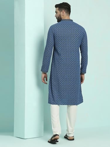 Image of Rajubhai Hargovindas Men's Chikankari Embroidered Cotton Kurta (Ches)