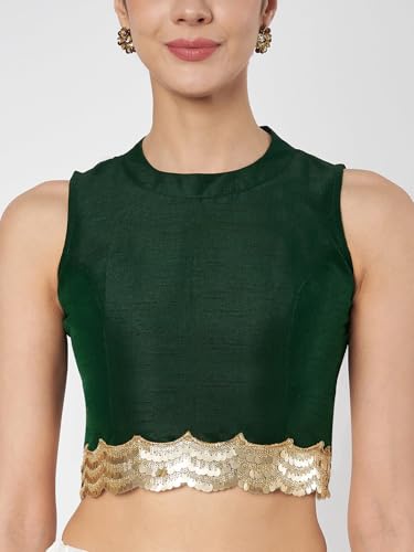 Image of studio rasa Women's Dupion Sequin Embellished Crop Top for Wedding Festive