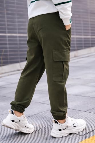 Image of ADBUCKS Boys' Cotton Cargo Joggers - Soft, Casual Pants with Pockets II Boy's Relaxed Cargo Joggers Pants for Boy