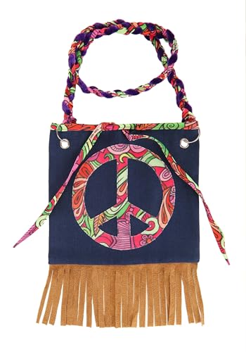 Fun Costumes Peace Sign Costume Purse Accessory | Colorful Flower Power Hippie Decades Bag, Standard, Multicolor
