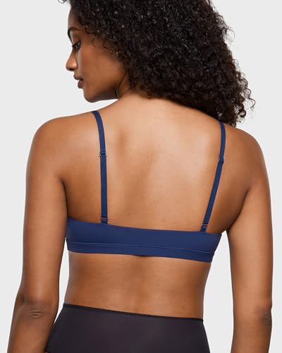 Image of INLYRIC Women's Inbarely Triangle Bralette Plunge Unlined Seamless Bra No Underwire Sexy Comfortable Everyday