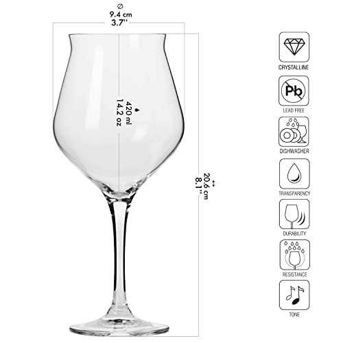 Biertulpe Krosno Bier-Gläser Set aus 6 Stück Probierglas 420 ml