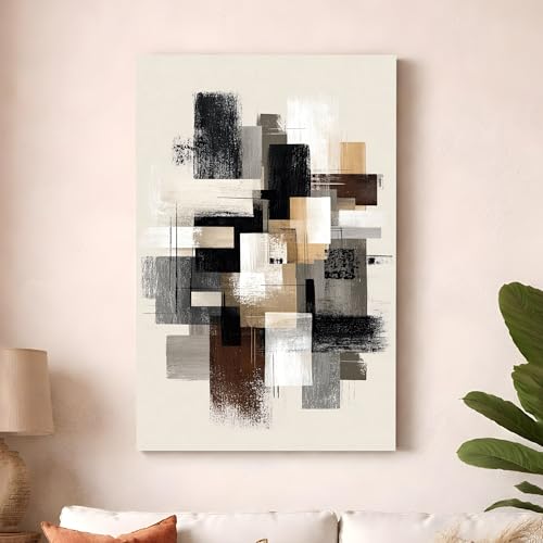 Image of Modern Abstract Stretched Canvas Painting For Living Room | Multicolor Structural Stretched Canvas Wall Art For Livingroom Home Decor, Bedroom, Hallway's, Office, Hotel - 56x86 cm