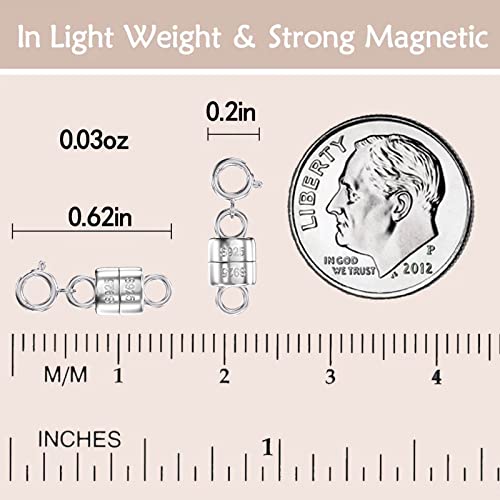 Ohinglt 925 Sterling Silver Magnetic Necklace Clasps And Closures,Gold And Silver Bracelet Clasp Converter For Jewelry Making Supplies,Chain Extender Connector For Small Necklace Bracelet #TOP1