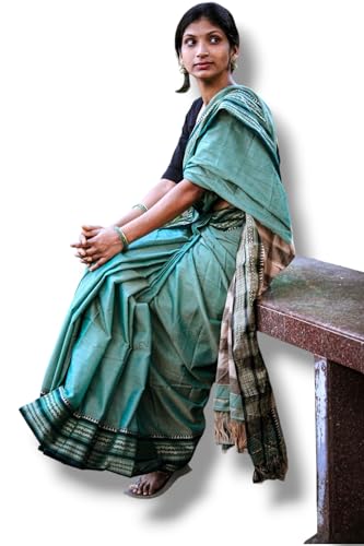 Image of DEVIKA TEXTILES Women Narayanpet Pure Handloom Cotton Saree With Running Blouse Piece (Same As Saree), Blue