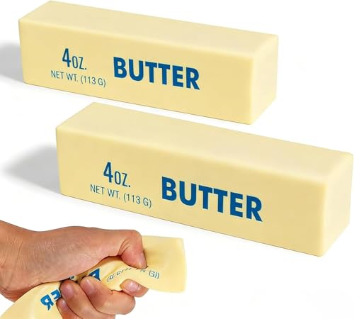 2PCS Butter Squishy Stress Relief Toys, Ultra-Soft Slow Rebound Squeeze Toy, Realistic Bread Style Sensory Fidget for Desk, Anxiety Relief Fun Gift for Adults