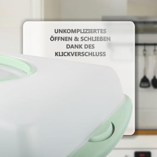 Foto von Stimo 2x Kuchen Transportbox mit Tragegriff Deckel Kuchenbehälter Blechkuchen Container mit Klickverschluss (Mintgrün)