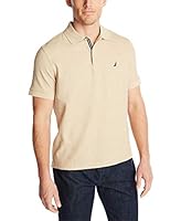 Nautica Men's Classic Short Sleeve Solid Polo Shirt, Coastal Camel Heather, Large