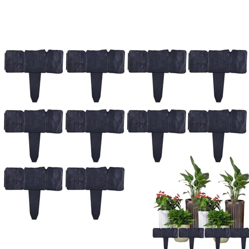 Borde de piedra para paisajismo | 10 piezas panel decorativo exterior artificial resistente a las inclemencias del tiempo, borde de jardín, valla, para césped, patio, terraza, flores, patio y