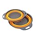 OUNONA 2 Piezas Colador de Cocina Plegable,Frutas Vegetales Lavado de la Cesta colapsable Colander Herramienta de Cocina(Naranja)