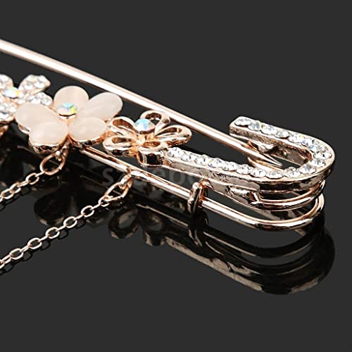 Mjwdp Women Rhinestone Metal Kilt Pin Crystal Flower Brooch Large Safety Pin Gold Color ( Color : A , Size : One Size ) #TOP2