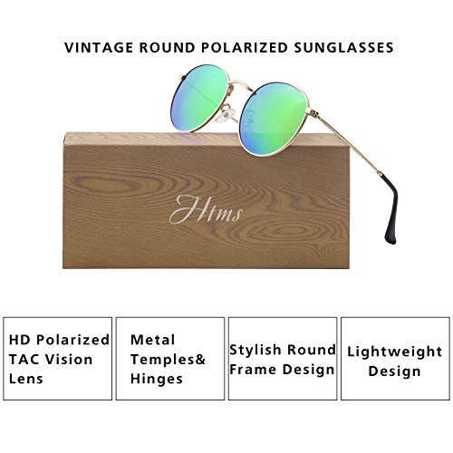 Image of Small Round Polarized Sunglasses Retro Men Women Mirrored Lens Metal Frame Circle Sun Glasses Shades
