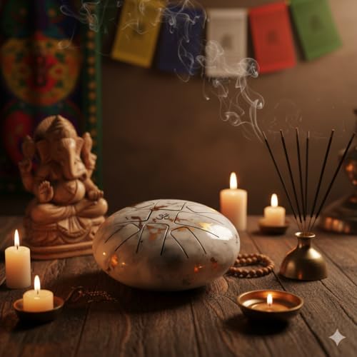Image of Beanny 6 Inch Steel Tongue Drum Handpan Instrument for Meditation, Yoga & Sound Healing | Zen Tank Drum with Mallets | Relaxation, Mindfulness & Music Therapy Percussion Instrument (White)