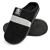  GURGER Zapatillas Casa Hombre Invierno Pantuflas Estar Forro de Cálido Memory Foam Negro 48 49