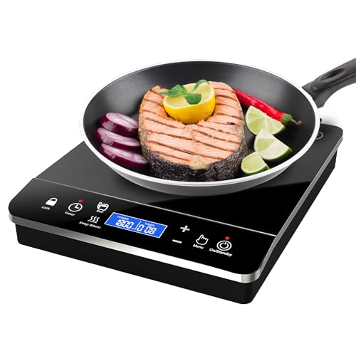 OMEO Portable Induction Cooktop, 1800 Watts Induction Burner with LCD Sensor...