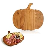 Aurah Halloween Pumpkin Shaped Wood Cutting Board for kitchen Decoration Serving Platter, Gothic Cutting Boards with Handle (12 x 13 Inch)