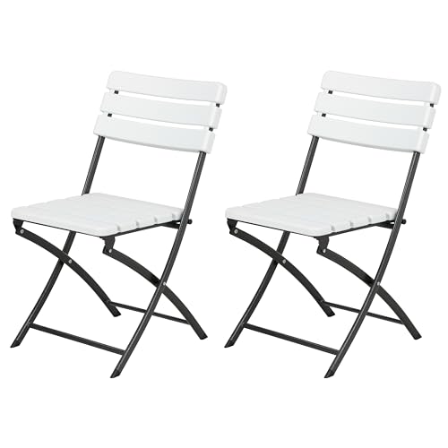 Totò Piccinni Sedia PANAMA da Giardino Pieghevole struttura in metallo effetto legno per PIC-Nic campeggio casa giardino (2 Pezzi, Bianco)