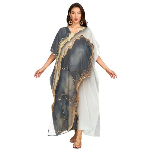 Robe de plage longue en marbre noir taille M fluide - 4