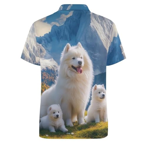 Polo de manga corta transpirable Samoyed Dogs Family casual moda mujer 6