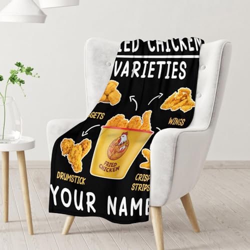 Mercuryelf Custom Chicken Nugget Blanket - Soft, Fuzzy & Warm - 60x80 Inches Flannel Throw Blankets for Bed, Couch - Black Novelty Throws Gift for Adults