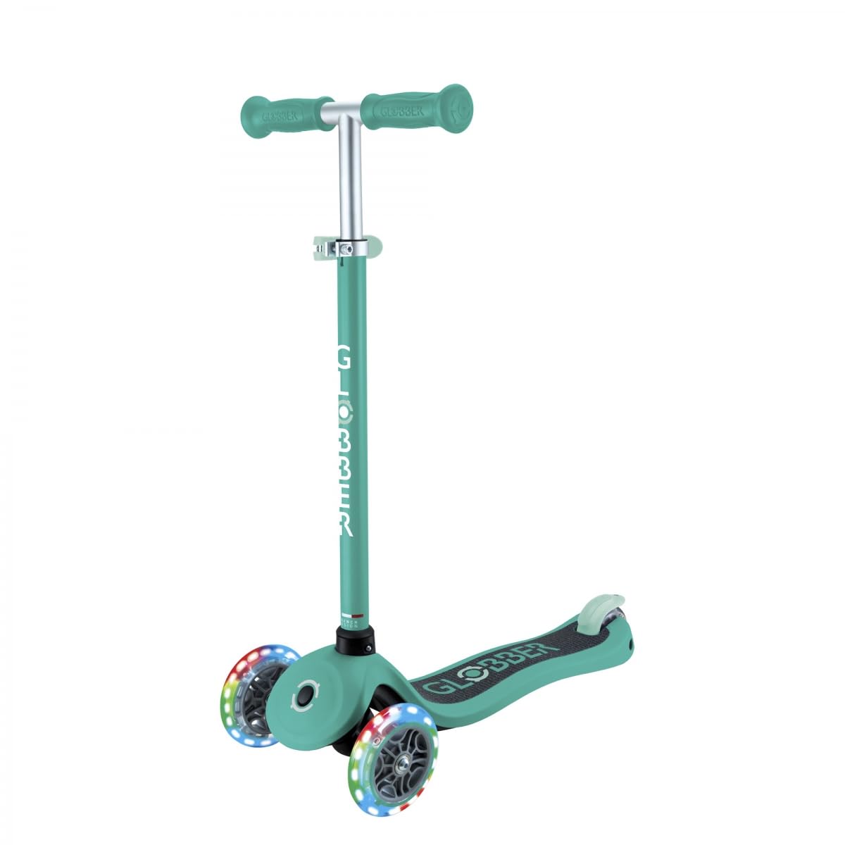 Globber - Primo Lights - Monopattino a 3 ruote per bambini dai 3 ai 7 anni, verde