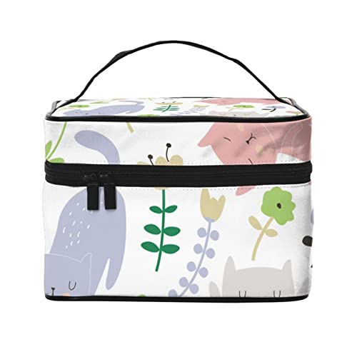 面白い 猫 花 かわいい バニティケース メイクボックス コスメボックス 大容量 化粧品収納 収納ケース 小物入れ 大容量 メイクバッグ