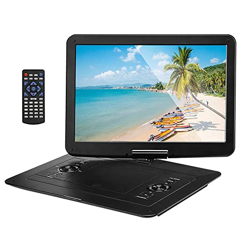 Lettore DVD portatile 22 '' schermo girevole, 8 ore batteria, antiurto, ultima memoria, AV/USB/SD per viaggi e intrattenimento