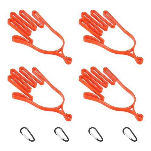 PATIKIL Golf Gloves Stretcher, 4 Pack Plastic Keeper Support Rack Holder Dryer Hanger Frame with Hanging Hooks for Sports Gloves Maintenance, Orange