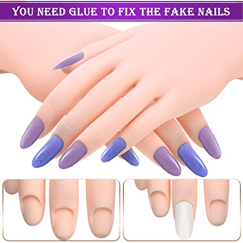 Nail Art Training Practice Hand Bendable Silicone Fake Hand And 500 Pieces False Nails For Nail Art Training Display (Natural Nails) #TOP4