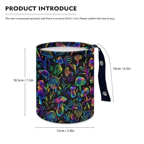Image of Colorful Mushroom Car Garbage Can Small Trash Can with Leak Proof Inside Liner and Hanging Strap Car Organizer Portable Cars Essentials