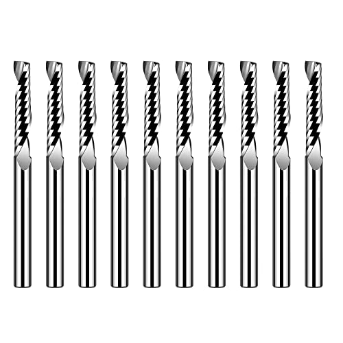 Image of 10pcs Carbide End Mill D1 /8(3.175mm) Shank Single Flute Bright Milling Cutter HRC60 CNC Engraving Machines Acrylic PVC