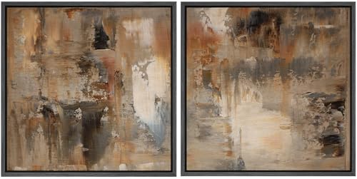 SIGNFORD Framed Canvas Print Wall Art Rustic Abstract Texture Earth
