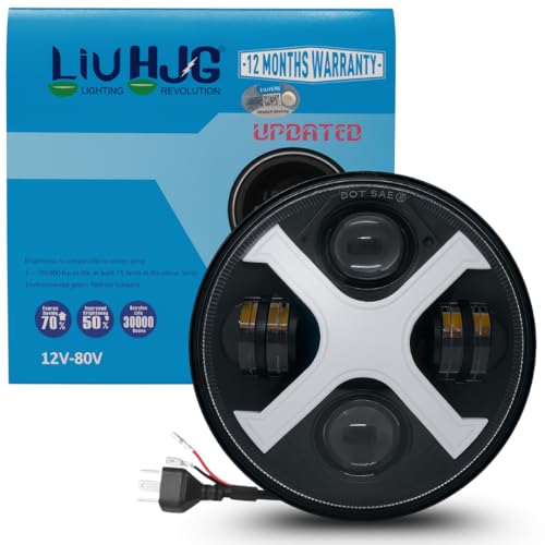 Image of LIU HJG Super Bright LED Headlight 7 Inch DRL Waterproof & Dustproof 67W 12V DC Power High /Low Beam Yellow /White DRL Light Universal fit for Thar, Jeep, Classic 350 & Others (Pack of 1)