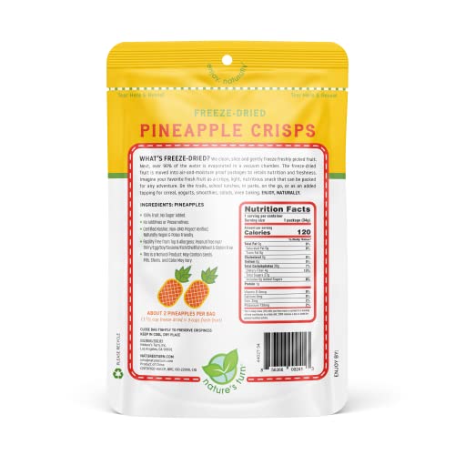 Nature’s Turn Freeze-Dried Pineapple Crisps – Healthy, Gluten-Free, Crispy & Delicious, Plant-Based Snack, Ideal for Cereal, Smoothies, School Lunches, & On-the-Go, Bags of 6 (1.2 oz Each)