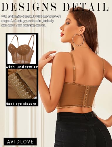 Image of Avidlove Corset Tops for Women Push Up Bustier lingerie Mesh Sexy Going Out Party Club Top