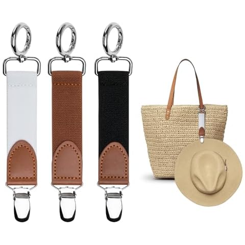 Nearockle 3 Pieces Hat Clips for Travel Handbag Backpack Luggage, Elastic Cap Clips Hat Companion for Women, Outdoor Travel Accessory Chains Cover