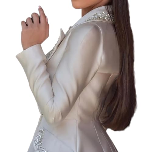 Modern Crystal Women Suits Sets 2 Pieces One Button Fashion Elegant Blazer＆Pants Wedding Party Formal Business Office4