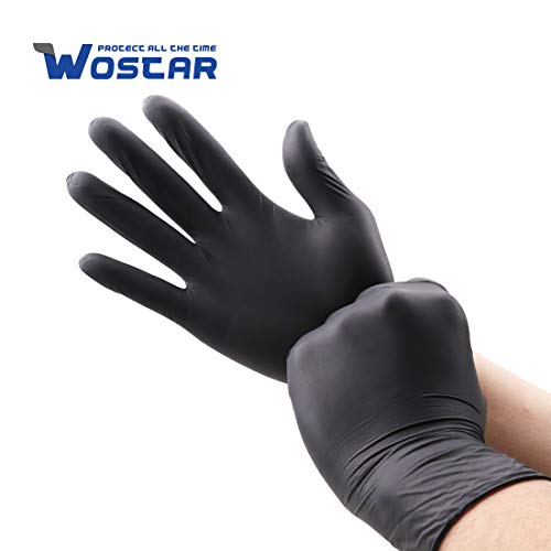 Wostar Synthetic Nitrile Disposable Gloves 3 Mil Pack of 100, Latex Free Safety Working Gloves for Food Handle or Industrial Use