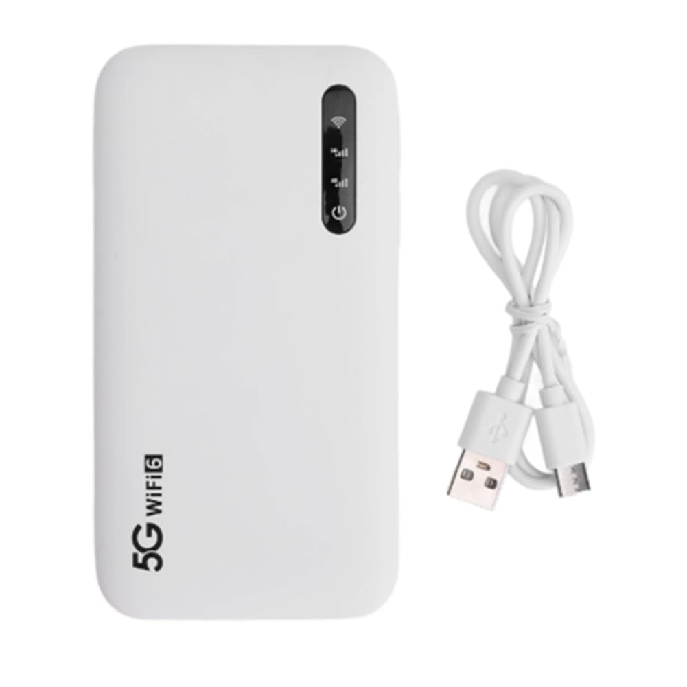 Uxsjakjsd Router Móvil 5G WiFi 6 de 5000 MAh, Portátil, Compatible con 16 Dispositivos, Ranura para Tarjeta SIM, para Teléfono, Tableta y Punto de Acceso de Viaje.