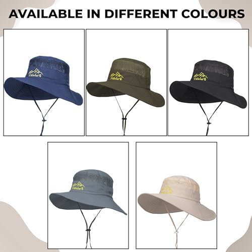 Image of Kraptick Headwear Hat - Lightweight Sun Hat with Foldable Boonie Cap Travellero Round Hat for Travel, UV Protection Summer Cap & Chin Strap with Adjustable Toggle for Secure Fit