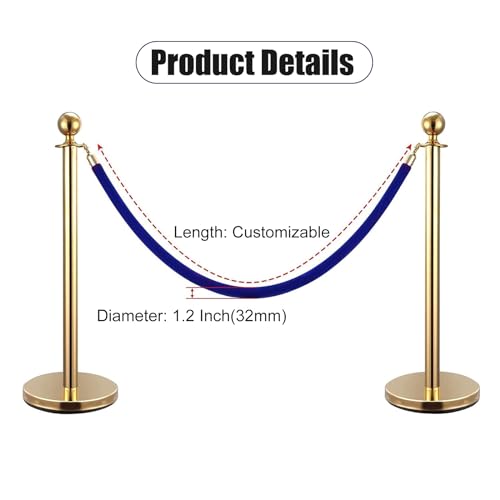 Corde de sécurité en velours bleu marine 4 m pour barrière de contrôle