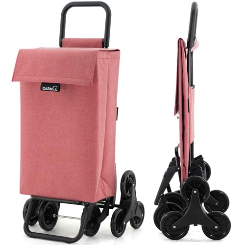 GARMOL Carro de la Compra Plegable 48 Litros | Carro de la Compra 8 Ruedas Gran Capacidad | Carrito Compra Plegable Color Rojo