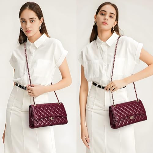 Quilted Crossbody Bag for Women Trendy Ladies Shoulder Bag Leather Cross Body Purses Clutch Bag with Chain Strap4